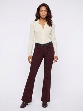 rag & bone Burgundy Jeans with Black Leather Trim